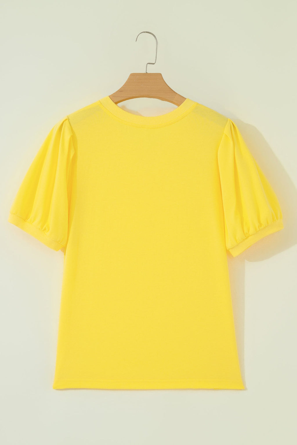 Solid V-Neck Short Puff Sleeve Blouse Pretty Bash