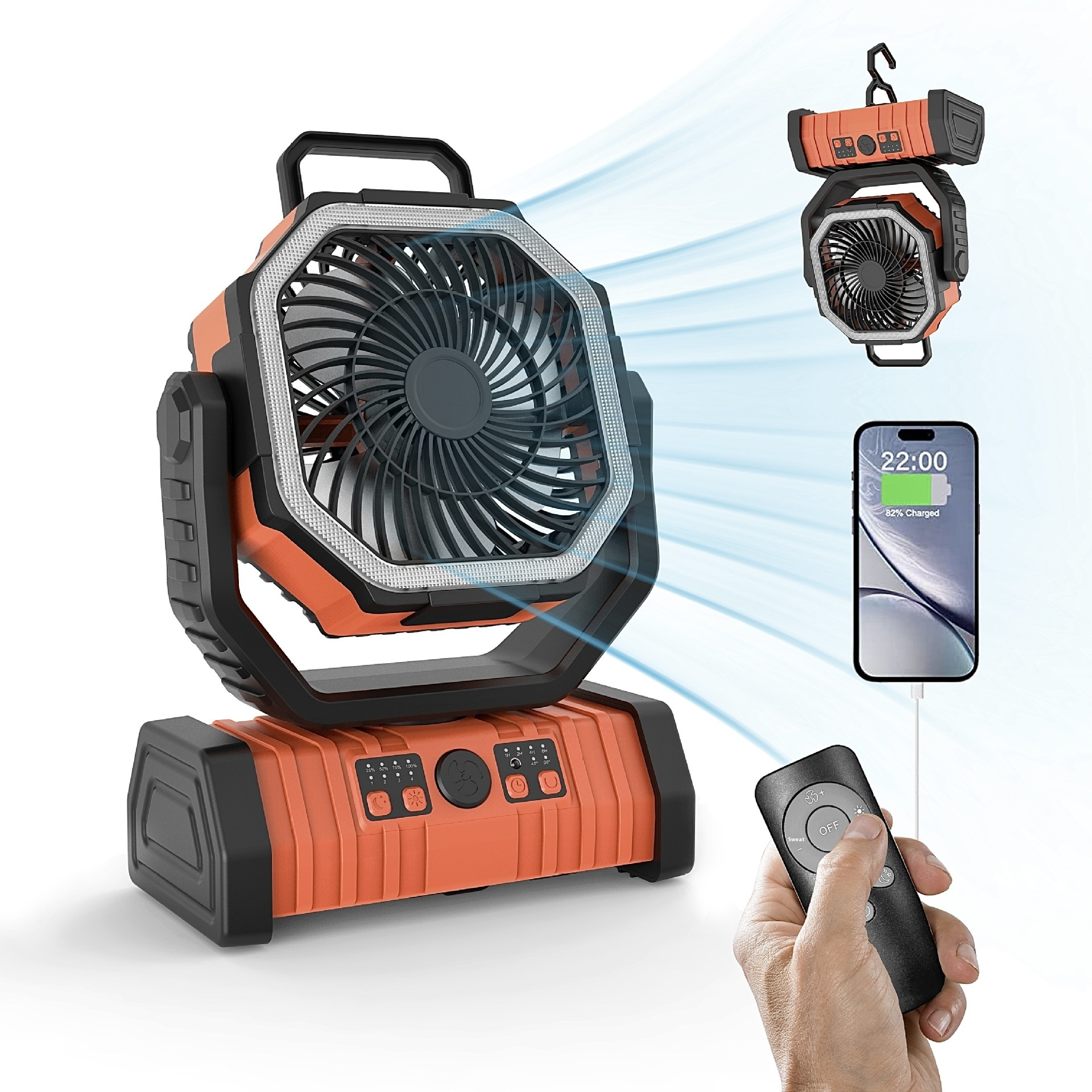 Outdoor Household Power Bank LED Light Camping Fan Wear for Art Thou