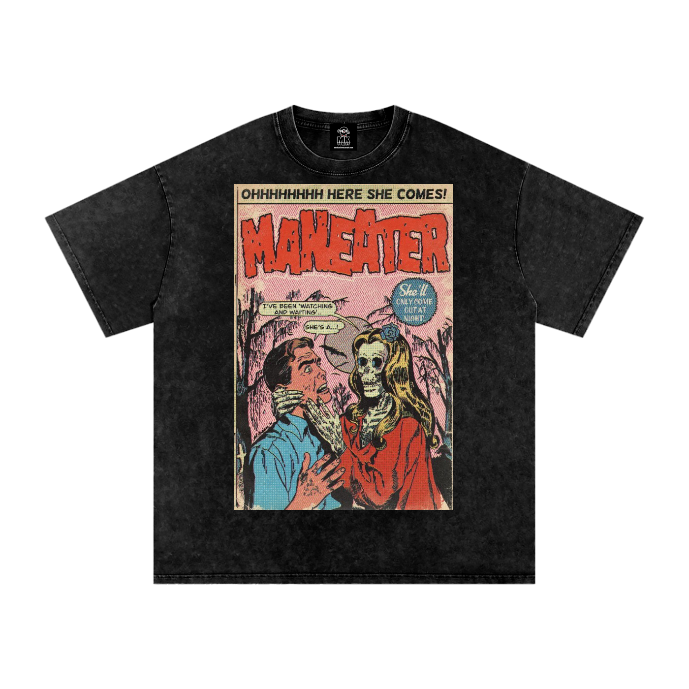 Maneater - Snow Washed Oversized Cotton T-Shirt Fine Art Of MK