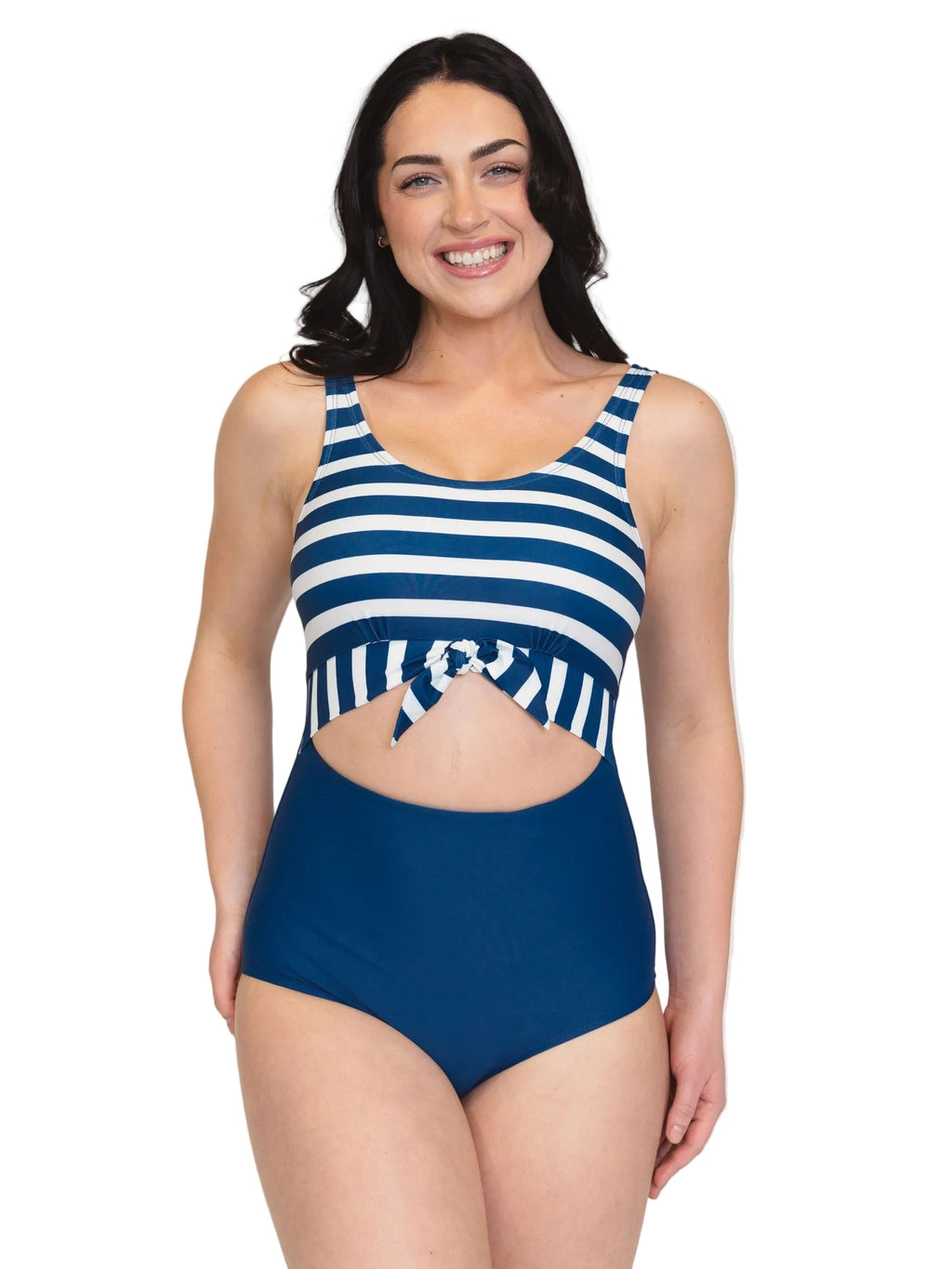 Navy Stripe Knotted One-Piece Lime Ricki
