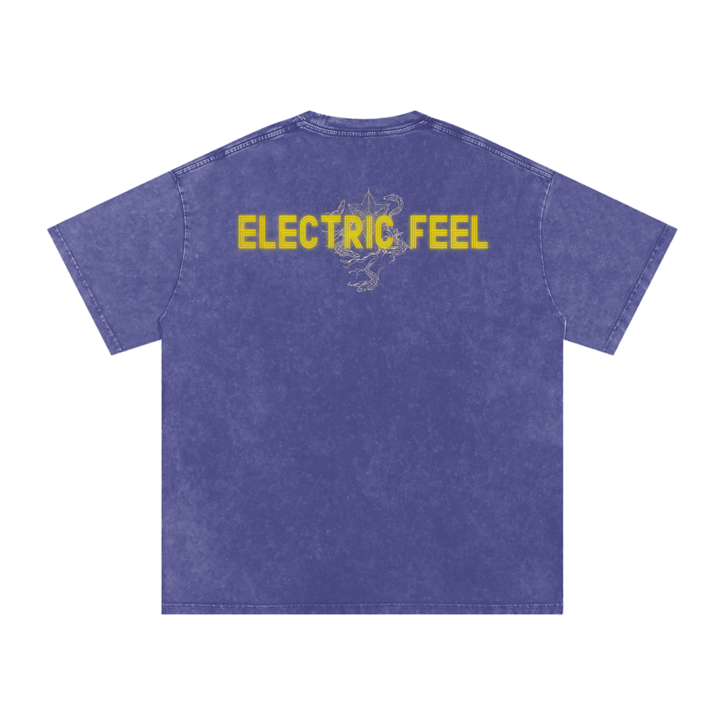 Electric Feel - Snow Washed Oversized Cotton T-Shirt Fine Art Of MK