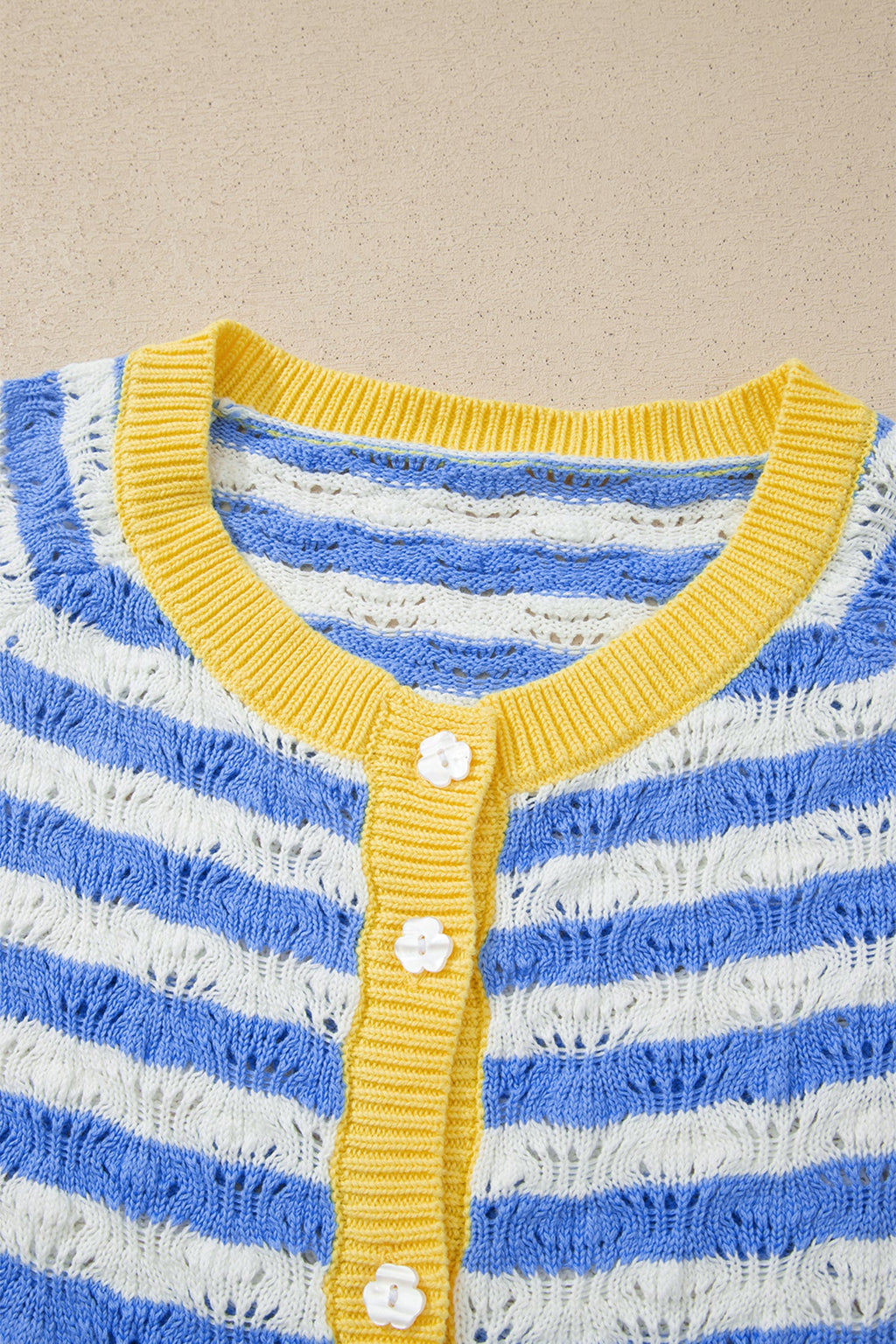Stripe Colorblock Button Front Knit Cardigan Pretty Bash