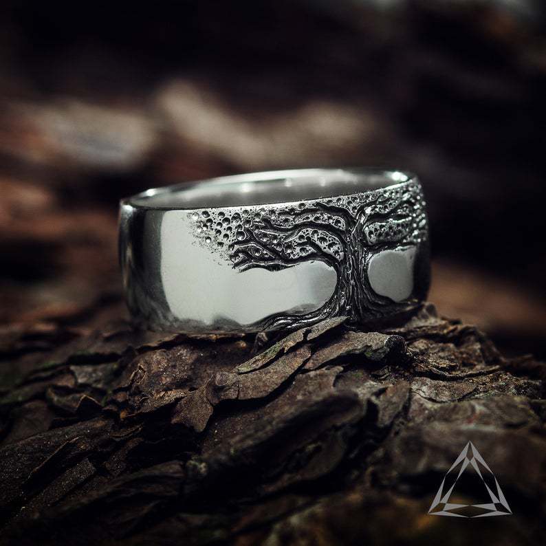 Simple Retro Carved Tree of Life Ring Wear for Art Thou