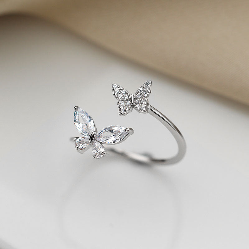 S925 Sterling Silver Butterfly Ring for Women Wear for Art Thou