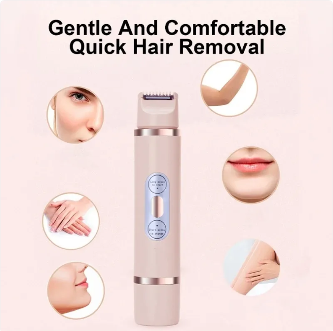 Dual-Head Electric Shaver Painless Women's Epilator Bikini Hair Removal Device Automatic Hair Trimmer Underarm Facial Lips Leg Wear for Art Thou