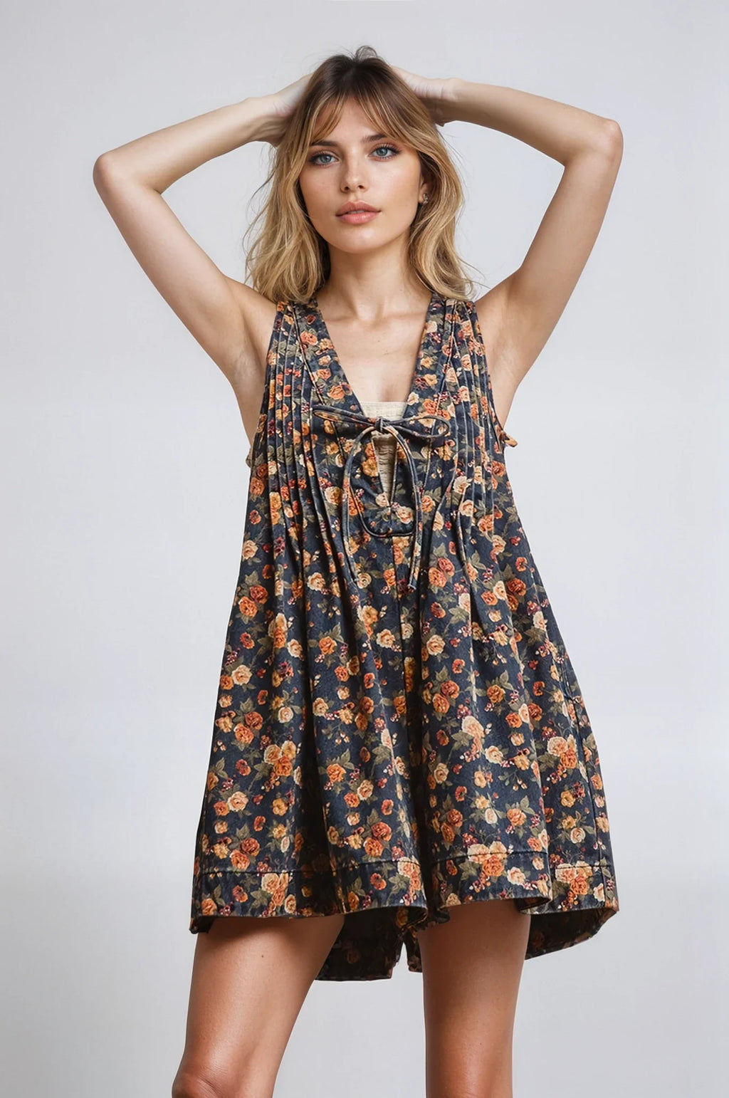 Vintage Bloom Denim Romper Fitkitty Culture Athleisure Wear, Yoga Wear & Women's Clothing