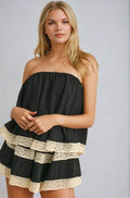 Isla Lace-Trim Layered Tube Romper Fitkitty Culture Athleisure Wear, Yoga Wear & Women's Clothing