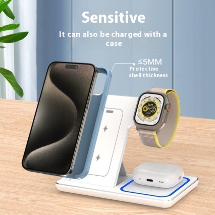 3 In 1 LED Fast Wireless Charger Stand Foldable Charging Station Wear for Art Thou