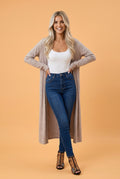 Solid Long Sleeve Open Front Tunic Cardigan Pretty Bash