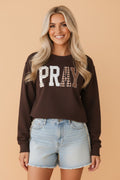 Pray Floral Stripe Gingham Embroidered Patch Sweatshirt Pretty Bash