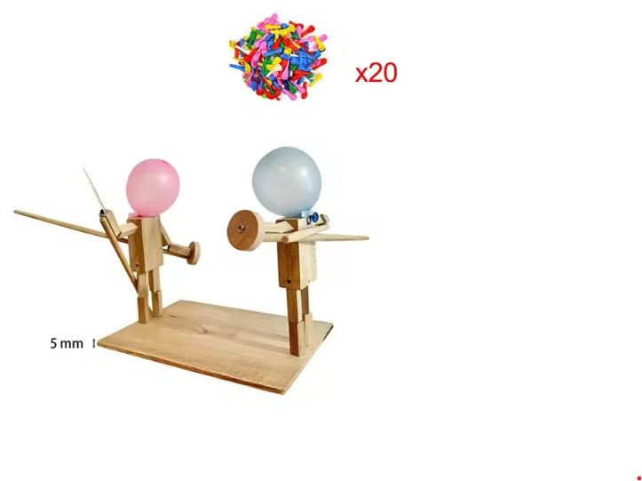 Handmade Balloon Heads Wooden Fighter Puppets Wear for Art Thou