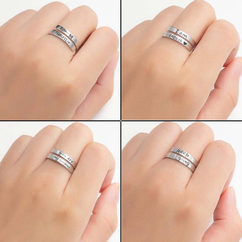 Retro Stainless Steel English Double Ring Wear for Art Thou