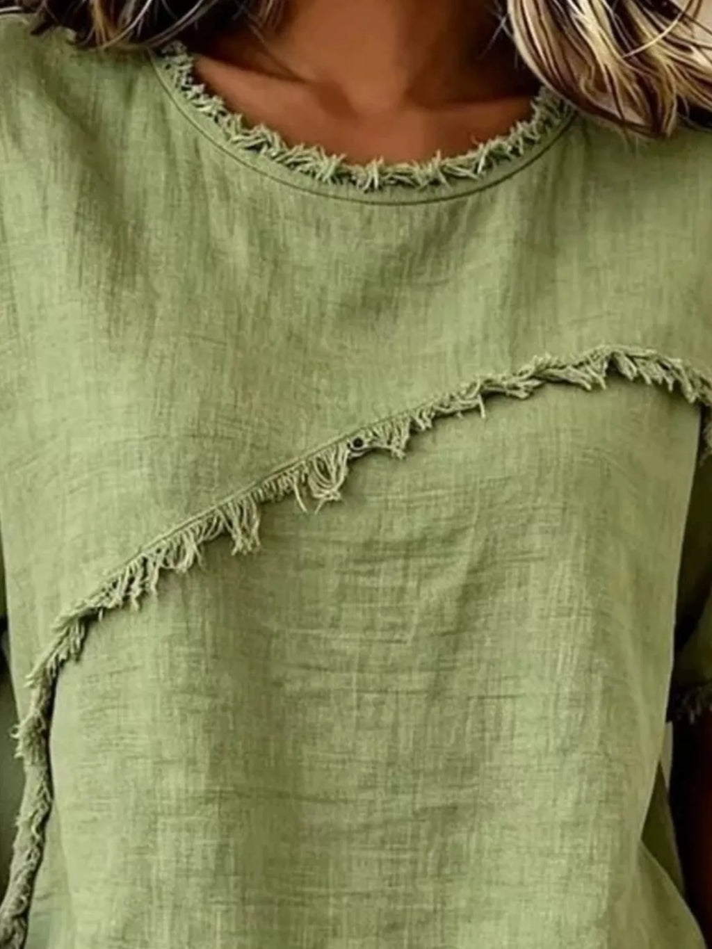Full Size Frayed Hem Short Sleeve Top Plus Size Shopimist