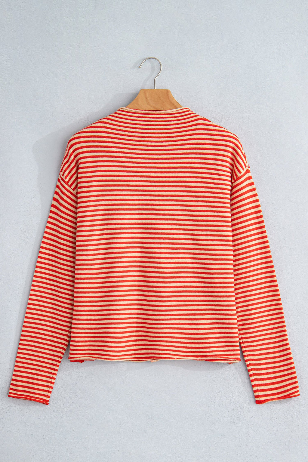 Stripe Button Collar Long Sleeve Knit Cardigan Pretty Bash