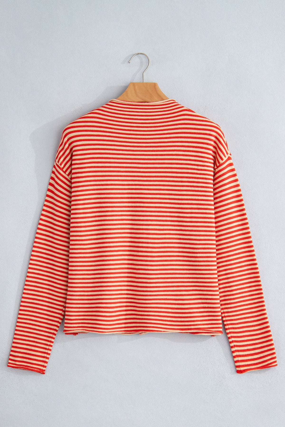 Stripe Button Collar Long Sleeve Knit Cardigan Pretty Bash