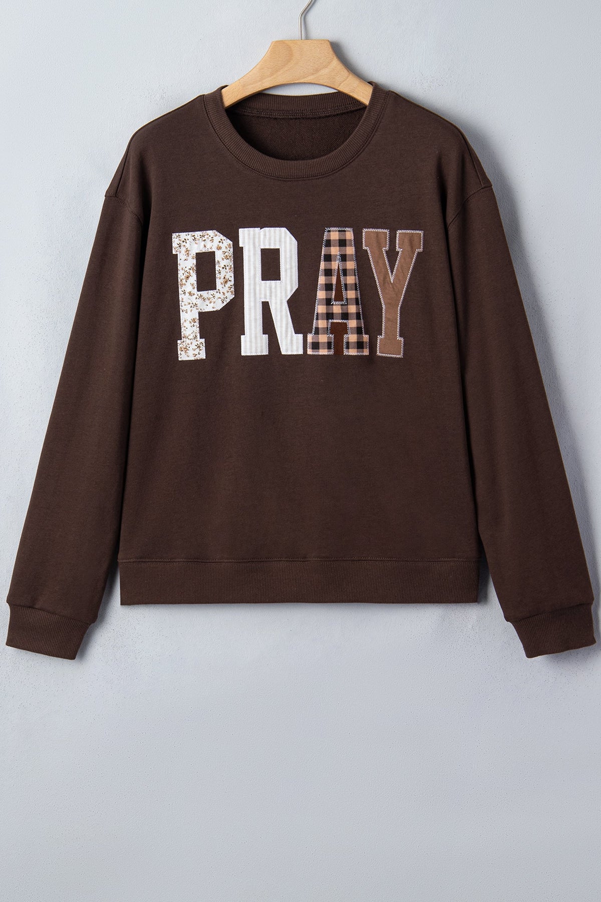 Pray Floral Stripe Gingham Embroidered Patch Sweatshirt Pretty Bash