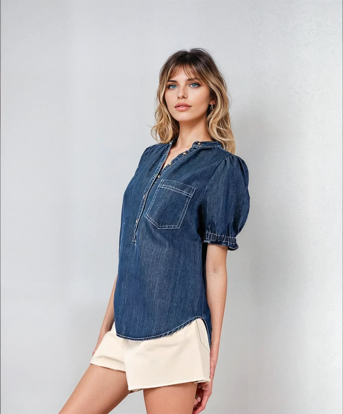 Mineral Washed Denim Top Fitkitty Culture Athleisure Wear, Yoga Wear & Women's Clothing