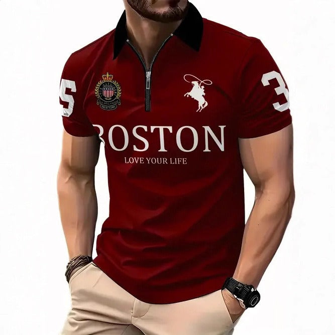 Men's 3D Digital Print Zip-Up Polo Shirt Wear for Art Thou