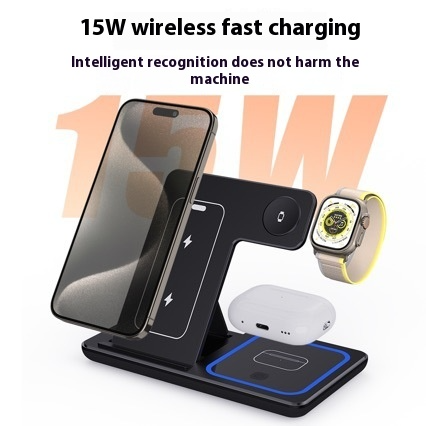 3 In 1 LED Fast Wireless Charger Stand Foldable Charging Station Wear for Art Thou