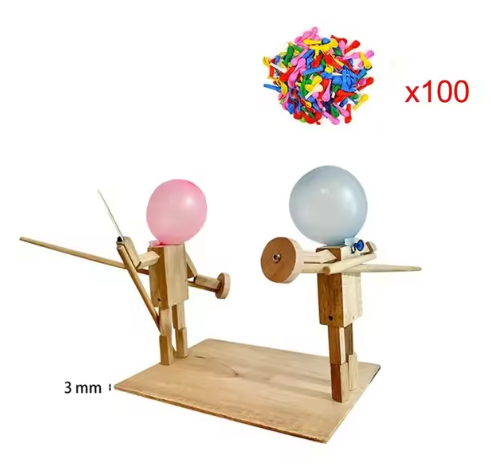 Handmade Balloon Heads Wooden Fighter Puppets Wear for Art Thou