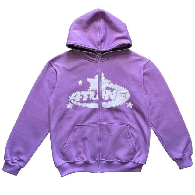 Star Printed Zip Up Hoodies Wear for Art Thou