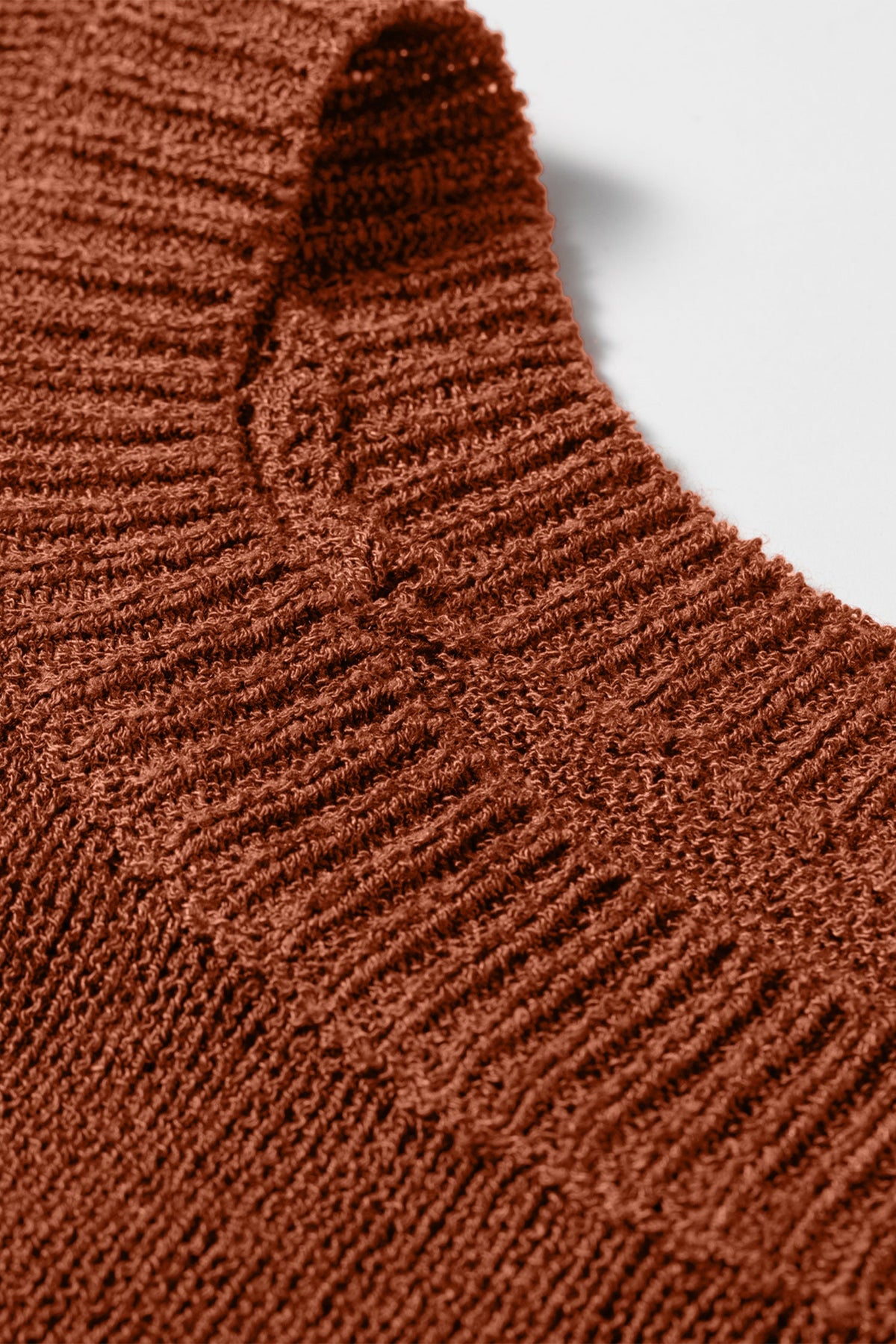 Ribbed Knit Round Neck 3/4 Sleeve Sweater Pretty Bash