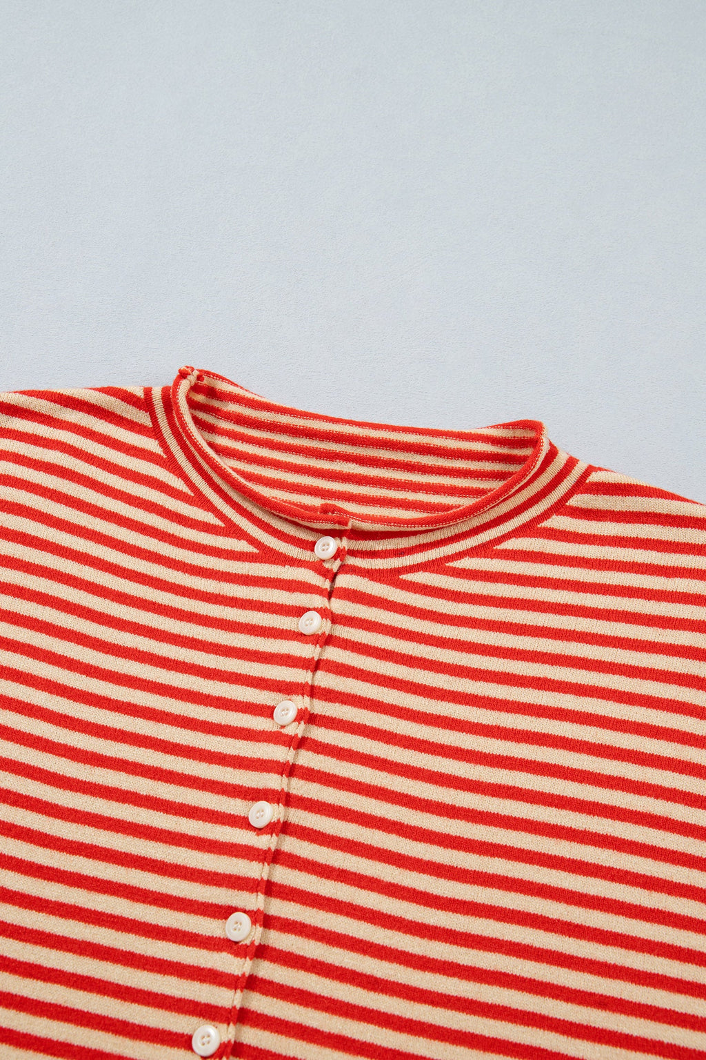 Stripe Button Collar Long Sleeve Knit Cardigan Pretty Bash