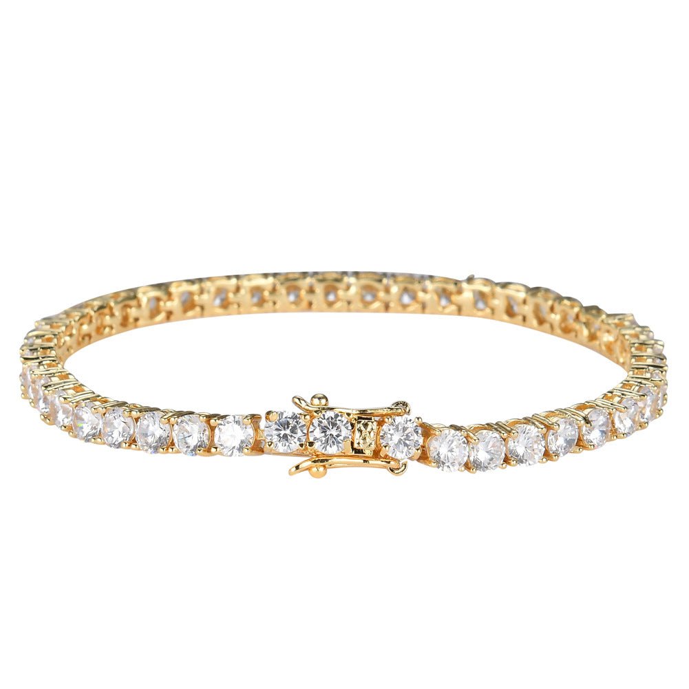 Tennis Chain Copper Zircon Single Row Hip Hop Bracelet Wear for Art Thou