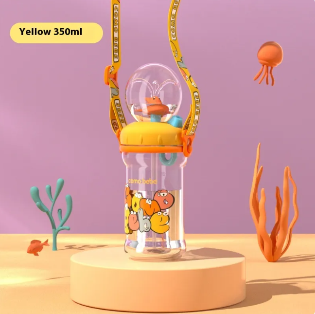 Children's Whale Cartoon Diving Fountain Water Bottle - Tritan Leakproof Sippy Cup (Various Sizes & Colors) Wear for Art Thou