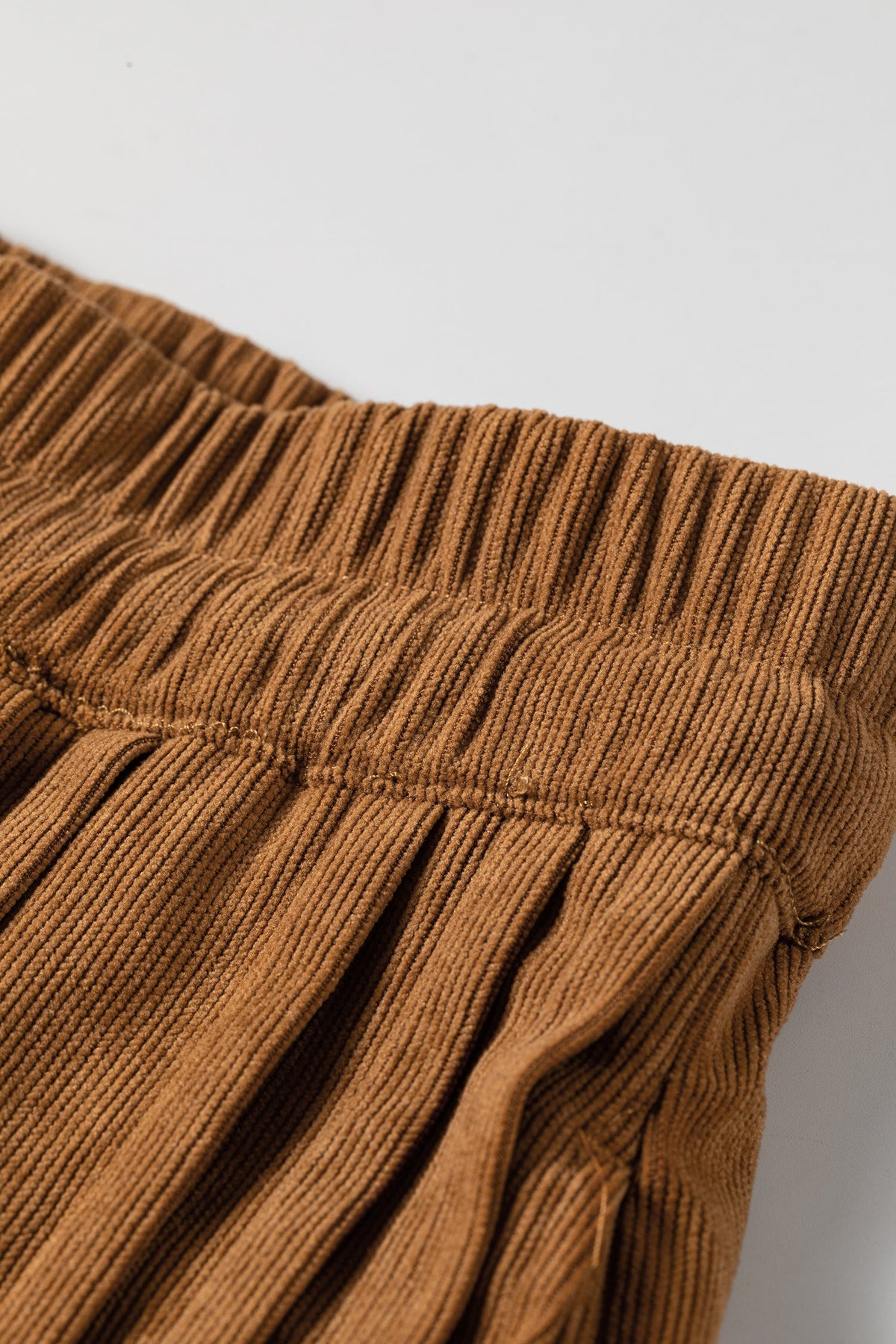Solid Corduroy Buttoned Elastic Waist Wide Leg Pants Pretty Bash