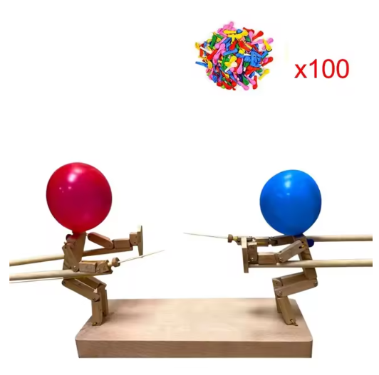 Handmade Balloon Heads Wooden Fighter Puppets Wear for Art Thou