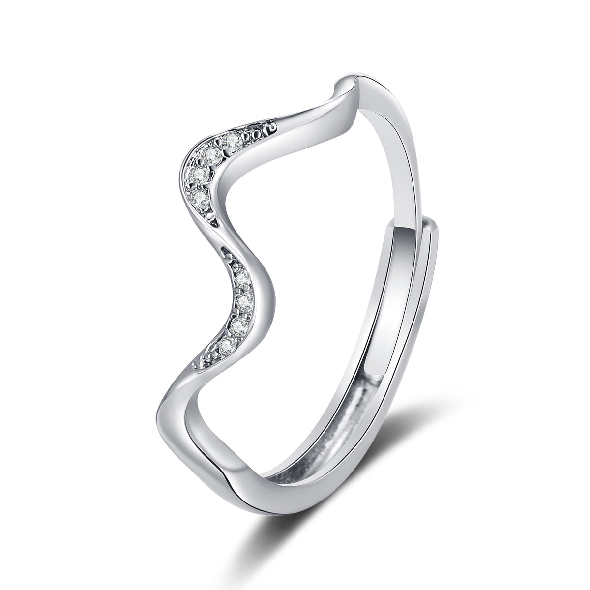 Water Wave Silver Ring in Fashion Design Wear for Art Thou