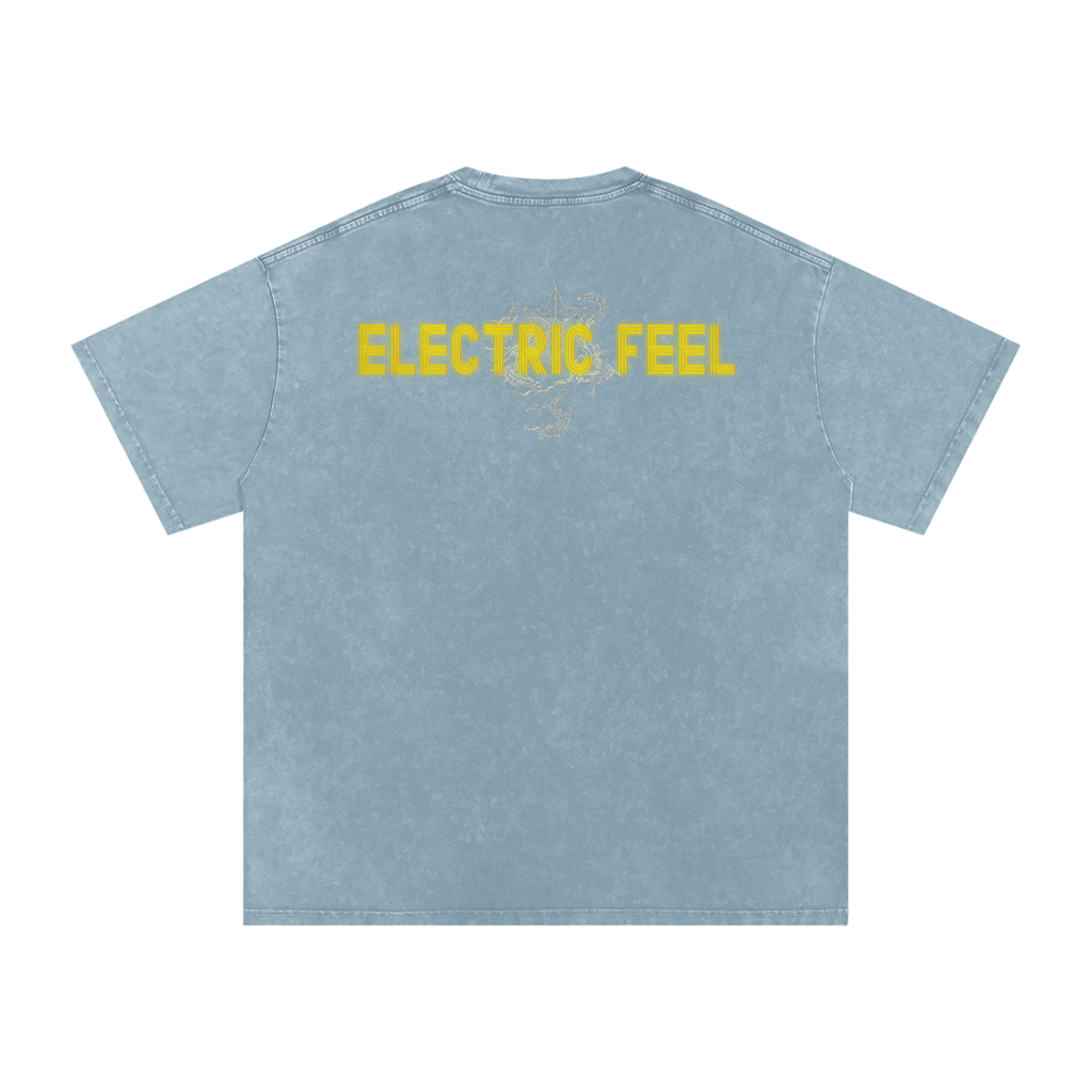 Electric Feel - Snow Washed Oversized Cotton T-Shirt Fine Art Of MK