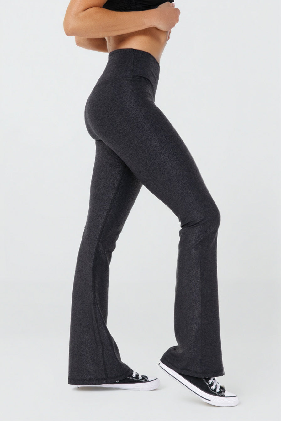 Luxe Edge Leather-Look Crossover Flare Leggings Fitkitty Culture Athleisure Wear, Yoga Wear & Women's Clothing