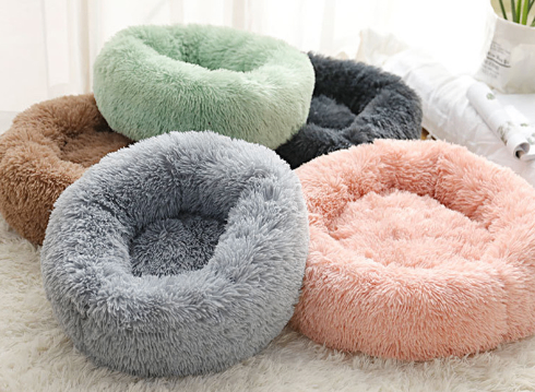 Round Plush Dog Bed for Small Dogs and Puppies Wear for Art Thou