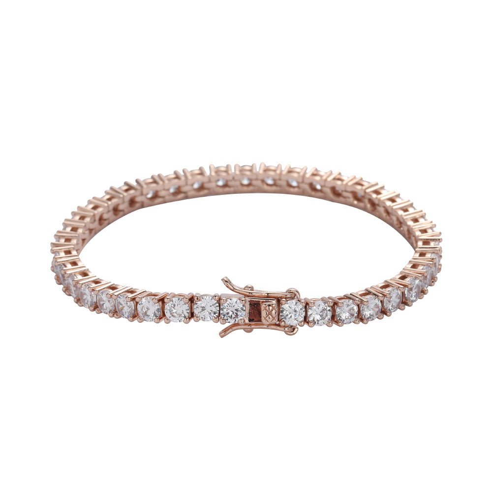 Tennis Chain Copper Zircon Single Row Hip Hop Bracelet Wear for Art Thou