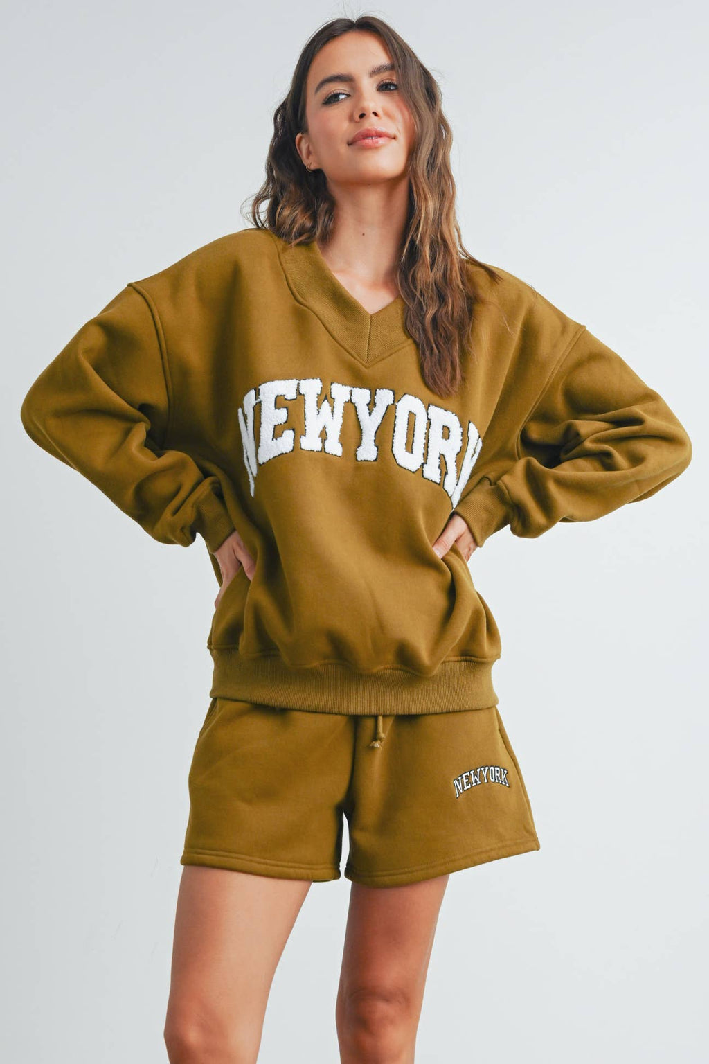 New York V-Neck Sweatshirt Fitkitty Culture Athleisure Wear, Yoga Wear & Women's Clothing