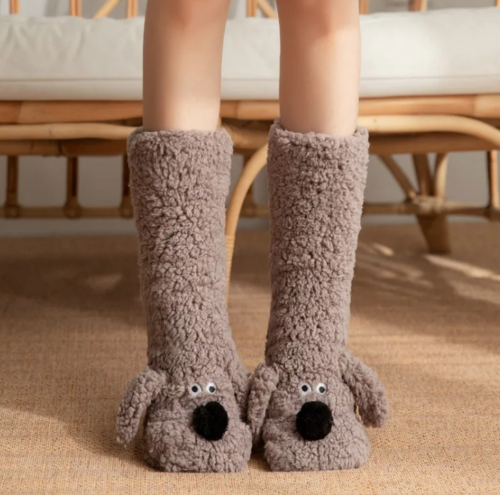 Women’s Plush Dog Socks Wear for Art Thou