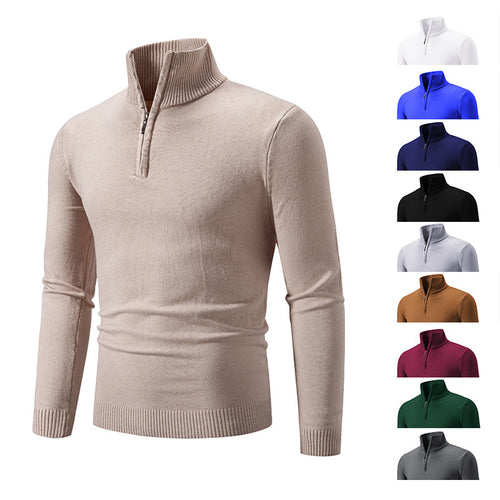 2023 Men's Plus Size Fleece Zip Mock Neck Sweater Wear for Art Thou