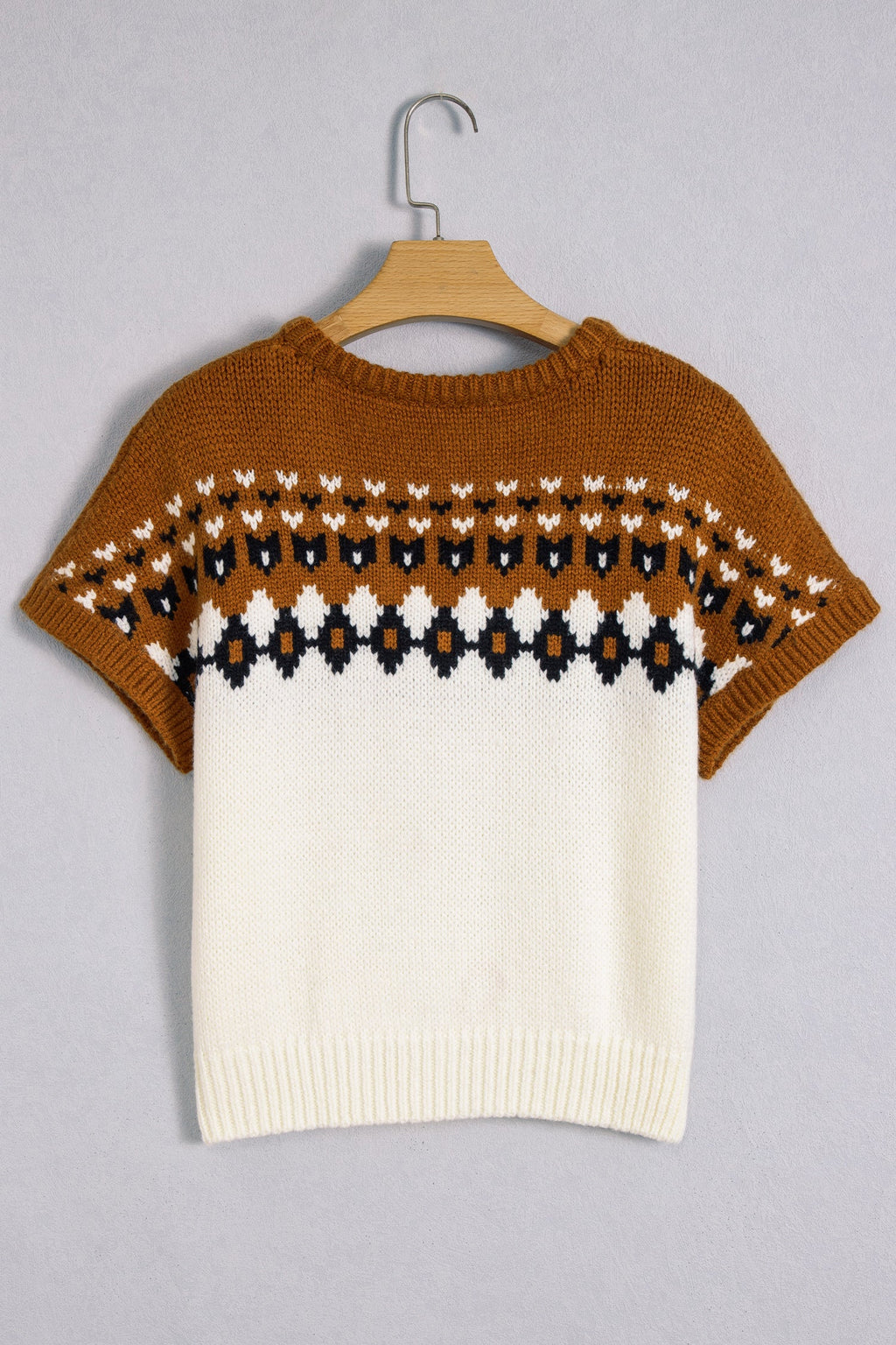 Western Geometric V-Neck Short Sleeve Knit T-Shirt Pretty Bash