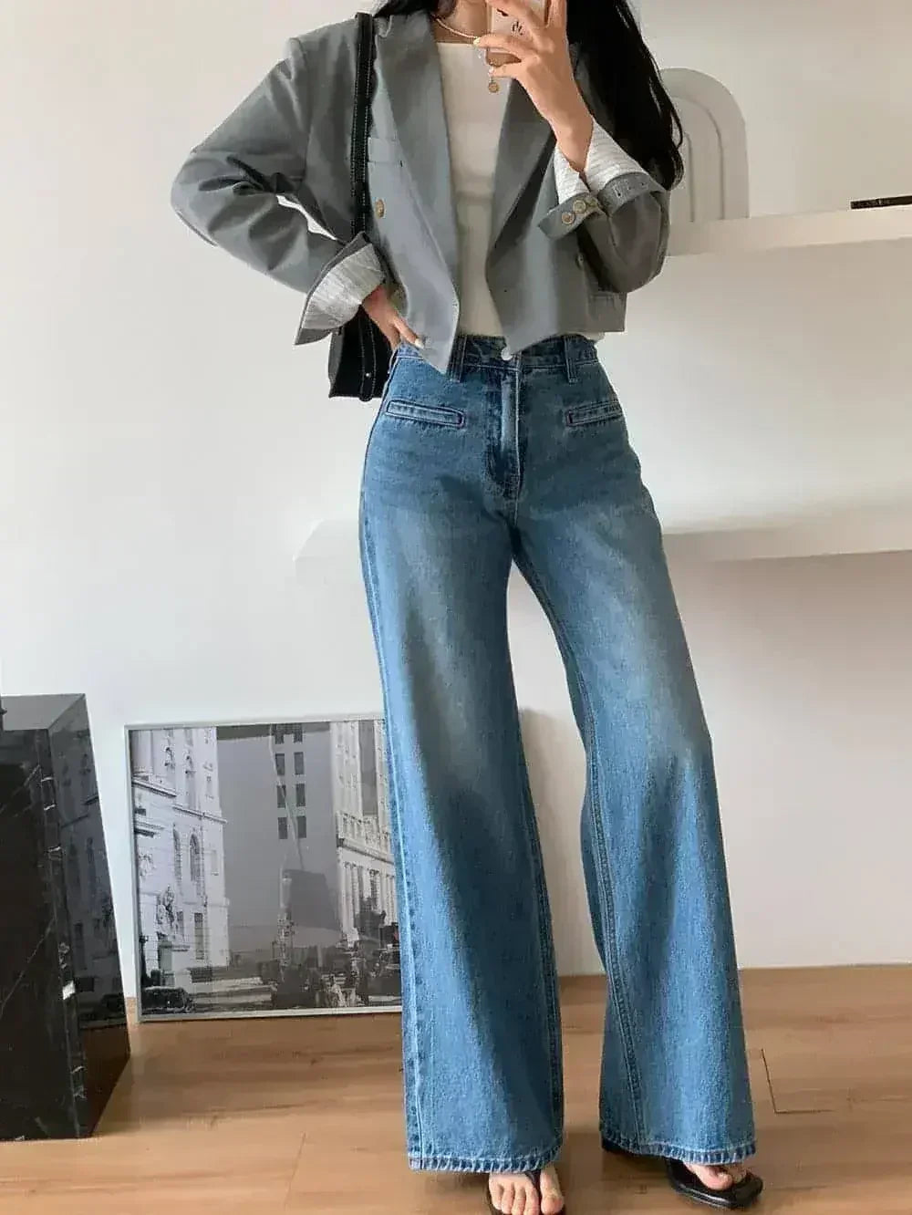 Retro High Waist Slimming Jeans Women Femstylo