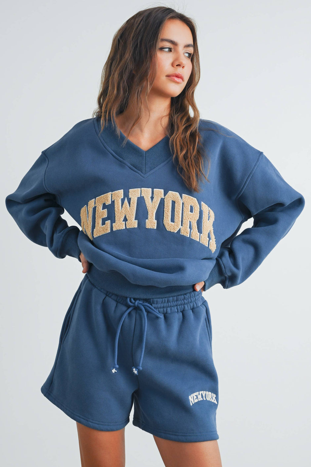 New York V-Neck Sweatshirt Fitkitty Culture Athleisure Wear, Yoga Wear & Women's Clothing