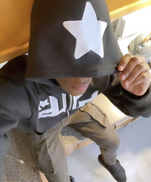 Star Printed Zip Up Hoodies Wear for Art Thou