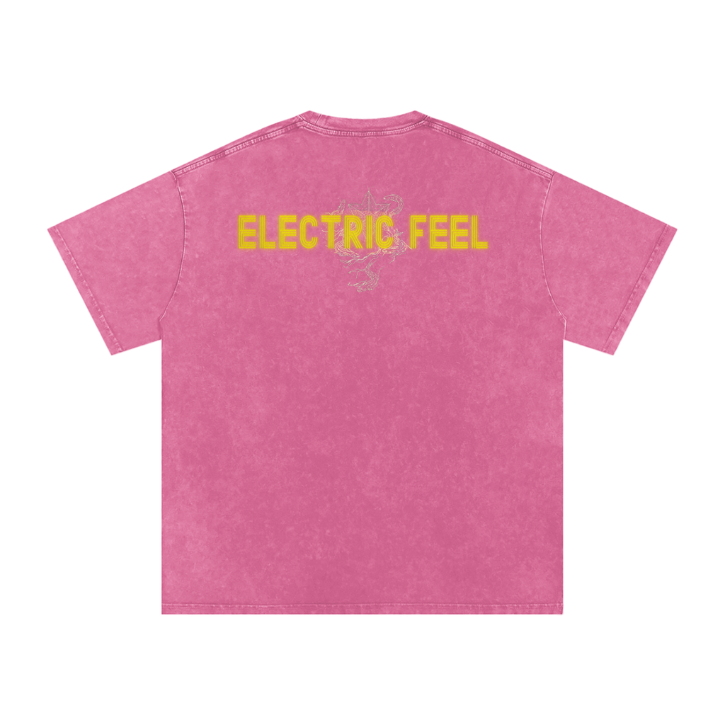 Electric Feel - Snow Washed Oversized Cotton T-Shirt Fine Art Of MK