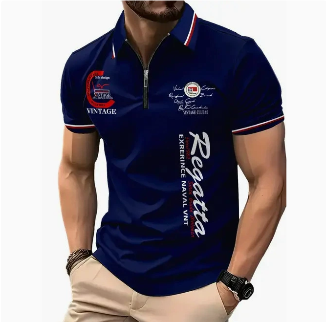 Men's 3D Digital Print Zip-Up Polo Shirt Wear for Art Thou