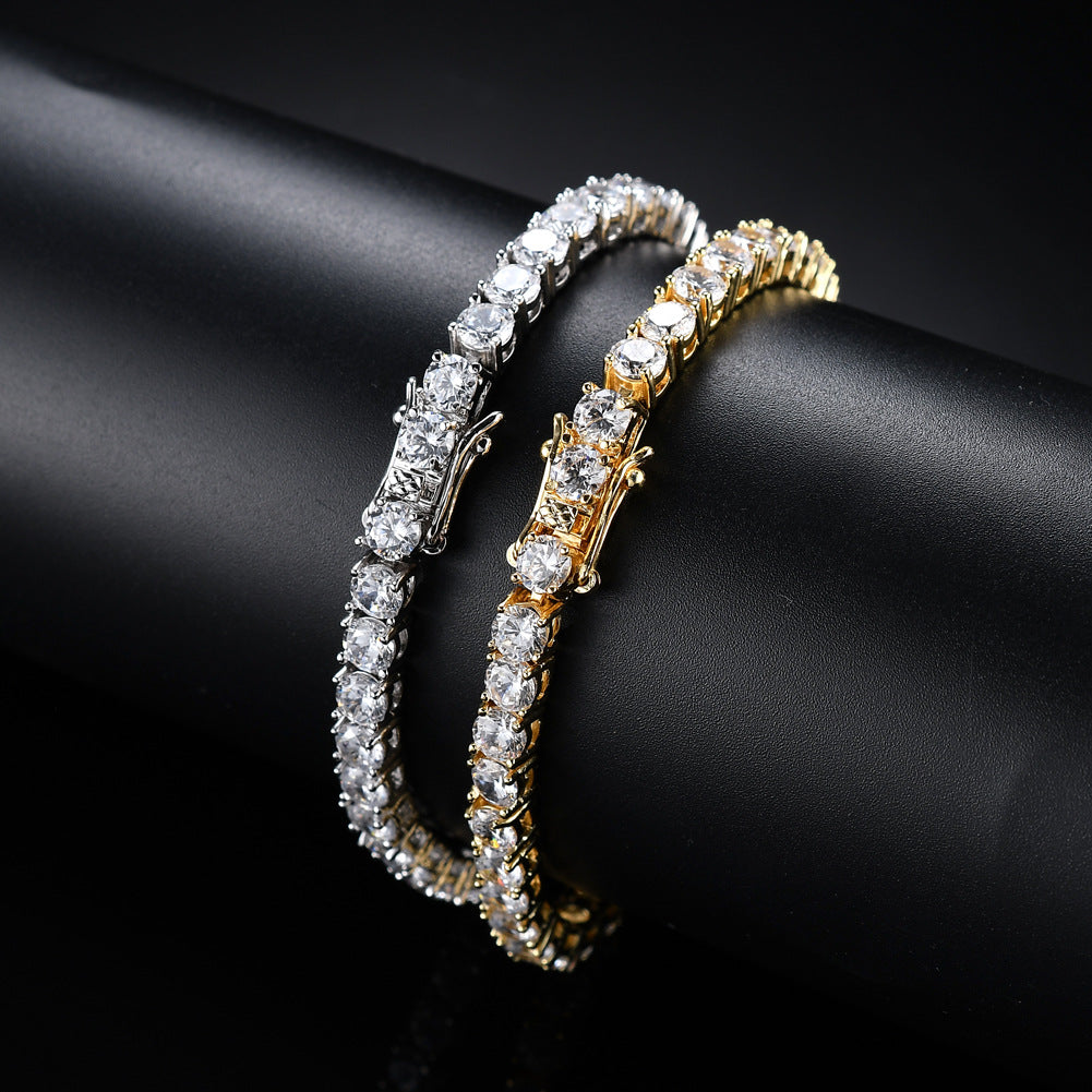 Tennis Chain Copper Zircon Single Row Hip Hop Bracelet Wear for Art Thou