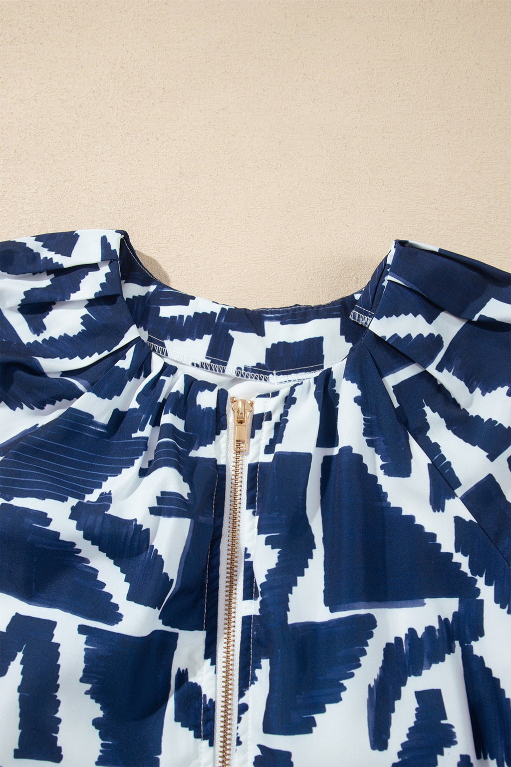 Abstract Geometric Zip Front Tie Waist Shift Dress Pretty Bash