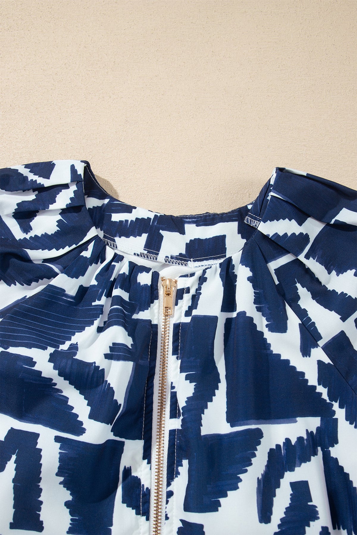 Abstract Geometric Zip Front Tie Waist Shift Dress Pretty Bash