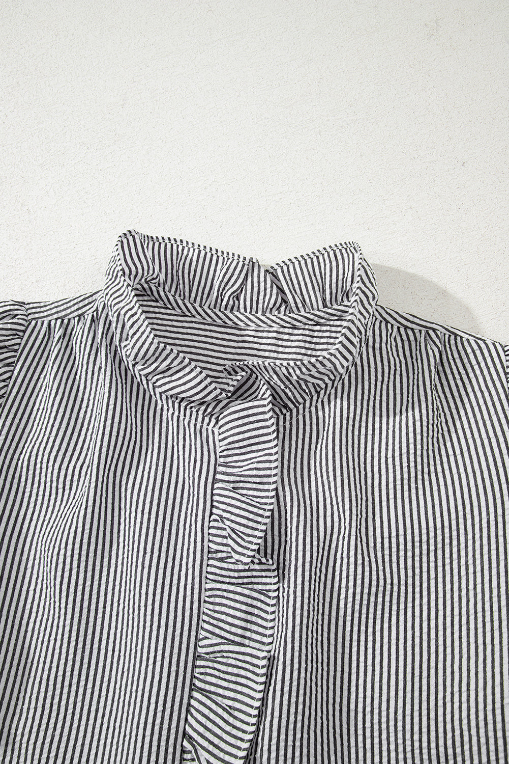 Stripe Ruffle Bubble Sleeve Shirt Pretty Bash