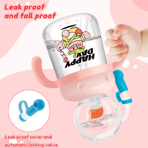 Children's Whale Cartoon Diving Fountain Water Bottle - Tritan Leakproof Sippy Cup (Various Sizes & Colors) Wear for Art Thou